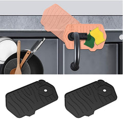 2pcs Silicone Sink Mats Faucet Self Draining Kitchen Drying