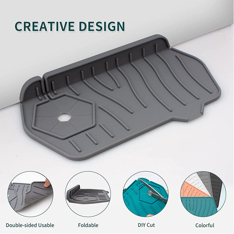 2pcs Silicone Sink Mats Faucet Self Draining Kitchen Drying