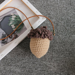 Girls Knit Mushroom Crossbody Bag - Pine Nuts Decoration