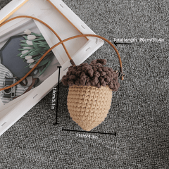 Girls Knit Mushroom Crossbody Bag - Pine Nuts Decoration