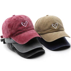 Unisex Sunshade Breathable Baseball Cap With Heart Embroidery