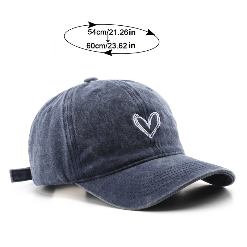 Unisex Sunshade Breathable Baseball Cap With Heart Embroidery