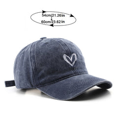 Unisex Sunshade Breathable Baseball Cap With Heart Embroidery