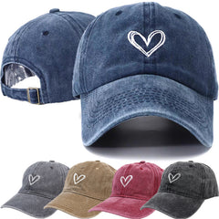 Unisex Sunshade Breathable Baseball Cap With Heart Embroidery