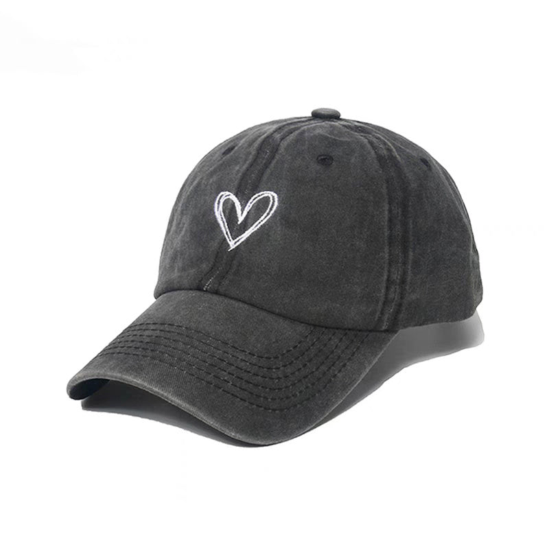 Unisex Sunshade Breathable Baseball Cap With Heart Embroidery
