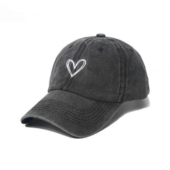 Unisex Sunshade Breathable Baseball Cap With Heart Embroidery