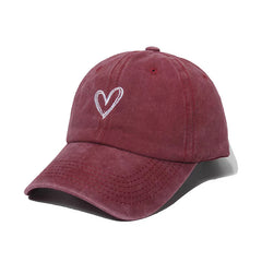 Unisex Sunshade Breathable Baseball Cap With Heart Embroidery