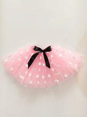 2 Pcs Girls Polka Dot Short Skirt with Headband Kids Princess Costume
