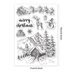 Christmas Snow House Xmas Santa Claus Deer Silicone Stamp