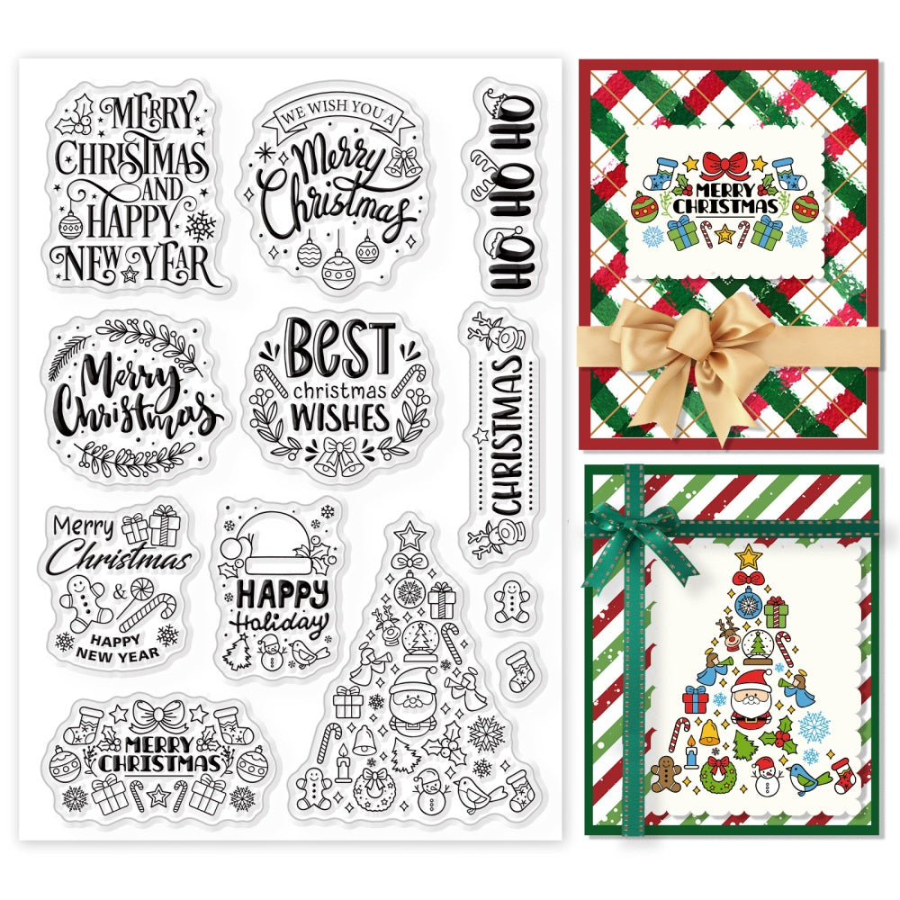 Christmas Snow House Xmas Santa Claus Deer Silicone Stamp
