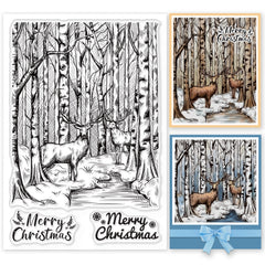 Christmas Snow House Xmas Santa Claus Deer Silicone Stamp