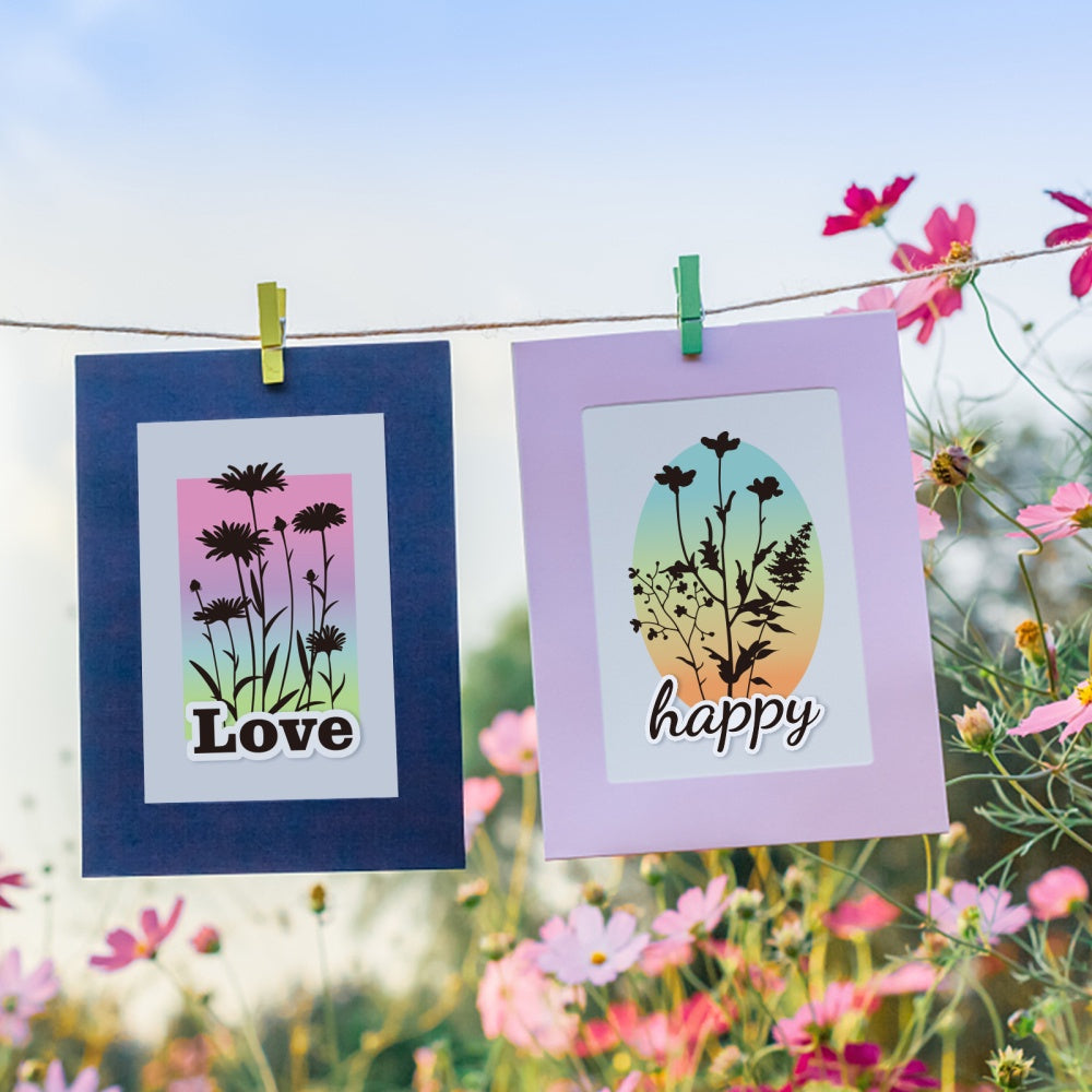 Plant Silhouette Clear Stamps Daisy Lavender Butterfly Silicone Stamp Seals