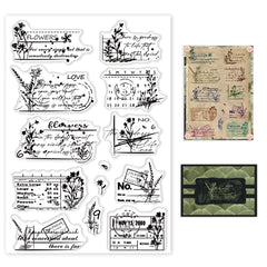 Retro Clear Stamps Floral Calendar Background Words Silicone Stamp Seals