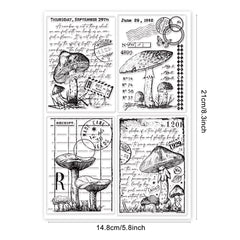 Vintage Mushrooms Background Postcard Stamp Set