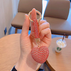 Rhinestone Claw Love Keychain Peach Heart Car Key Pendant