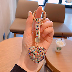 Rhinestone Claw Love Keychain Peach Heart Car Key Pendant
