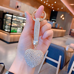Rhinestone Claw Love Keychain Peach Heart Car Key Pendant