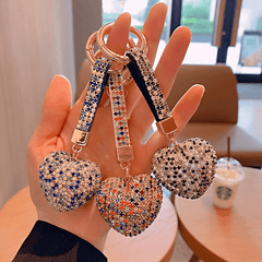 Rhinestone Claw Love Keychain Peach Heart Car Key Pendant