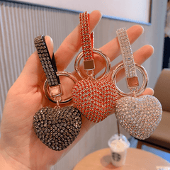Rhinestone Claw Love Keychain Peach Heart Car Key Pendant