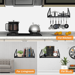 Space Saving Pot and Pan Hanger with 8 Hooks Steel Wall Mounted Rack