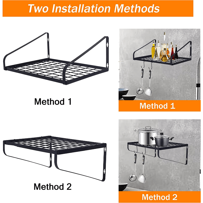 Space Saving Pot and Pan Hanger with 8 Hooks Steel Wall Mounted Rack