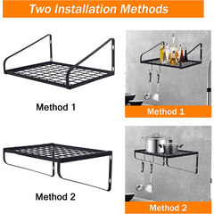 Space Saving Pot and Pan Hanger with 8 Hooks Steel Wall Mounted Rack