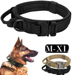 Military Tactical Dog Collar with Metal Buckle and Handle