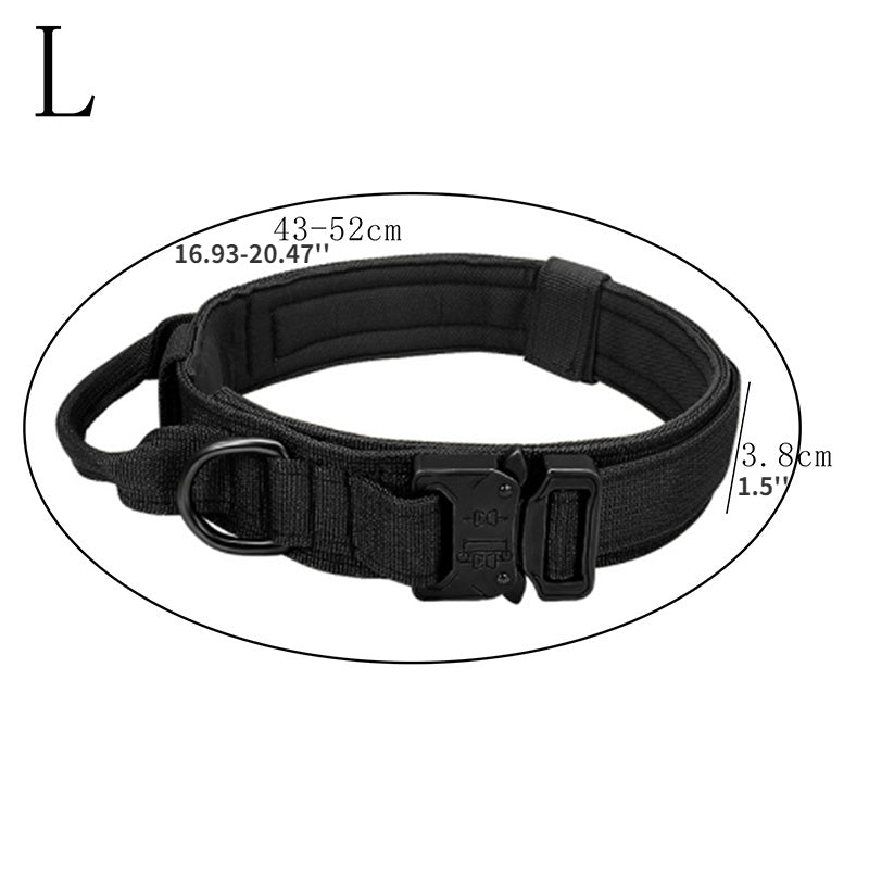 Military Tactical Dog Collar with Metal Buckle and Handle