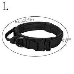 Military Tactical Dog Collar with Metal Buckle and Handle