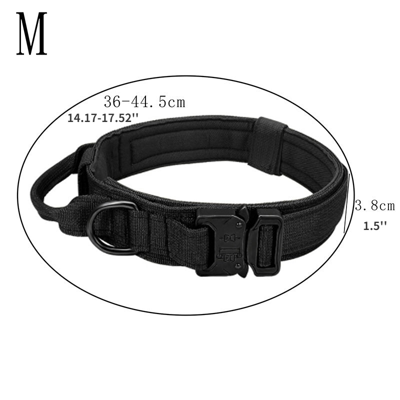 Military Tactical Dog Collar with Metal Buckle and Handle