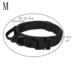 Military Tactical Dog Collar with Metal Buckle and Handle
