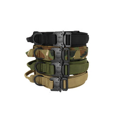 Military Tactical Dog Collar with Metal Buckle and Handle