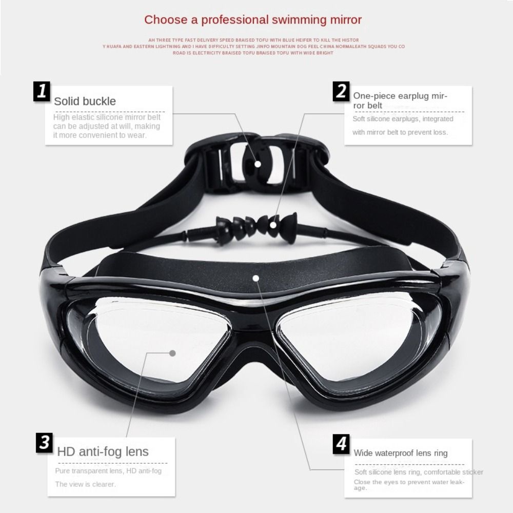 Large Frame Waterproof Swim Goggles Plating Swim Glasses