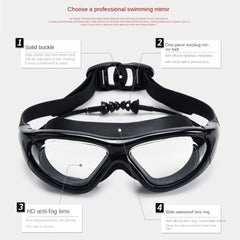 Large Frame Waterproof Swim Goggles Plating Swim Glasses