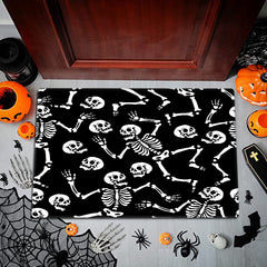 Skeletons Dancing Party Area Rug Various Poses Floor Mat Non Slip Rug