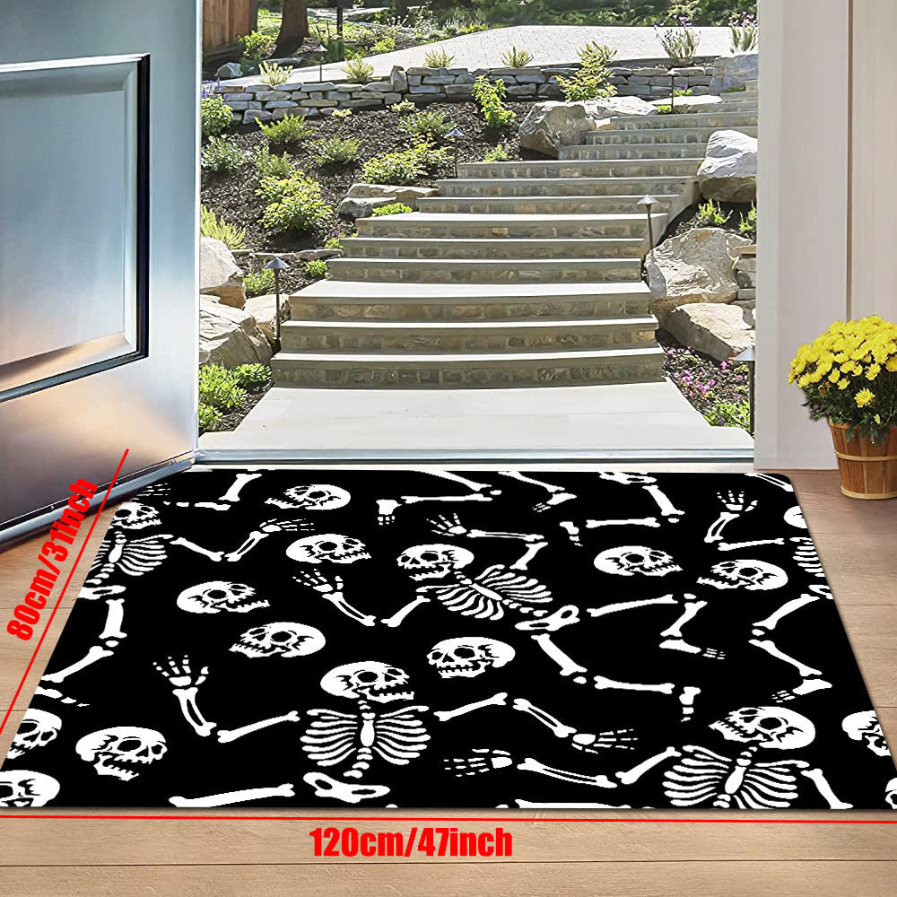 Skeletons Dancing Party Area Rug Various Poses Floor Mat Non Slip Rug