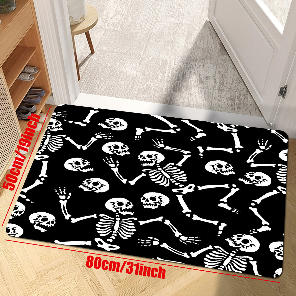 Skeletons Dancing Party Area Rug Various Poses Floor Mat Non Slip Rug
