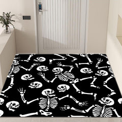 Skeletons Dancing Party Area Rug Various Poses Floor Mat Non Slip Rug