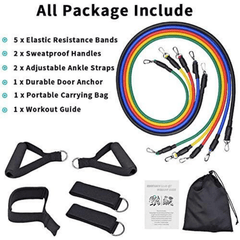 11pcs Resistance Band Set for Home Gym Workout Fitness, 10-30 Pounds