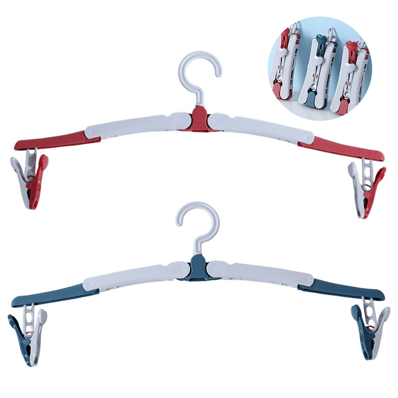 2pcs Portable Folding Clothes Hanger Travel Clothes Hanger Stretch Drying Rack
