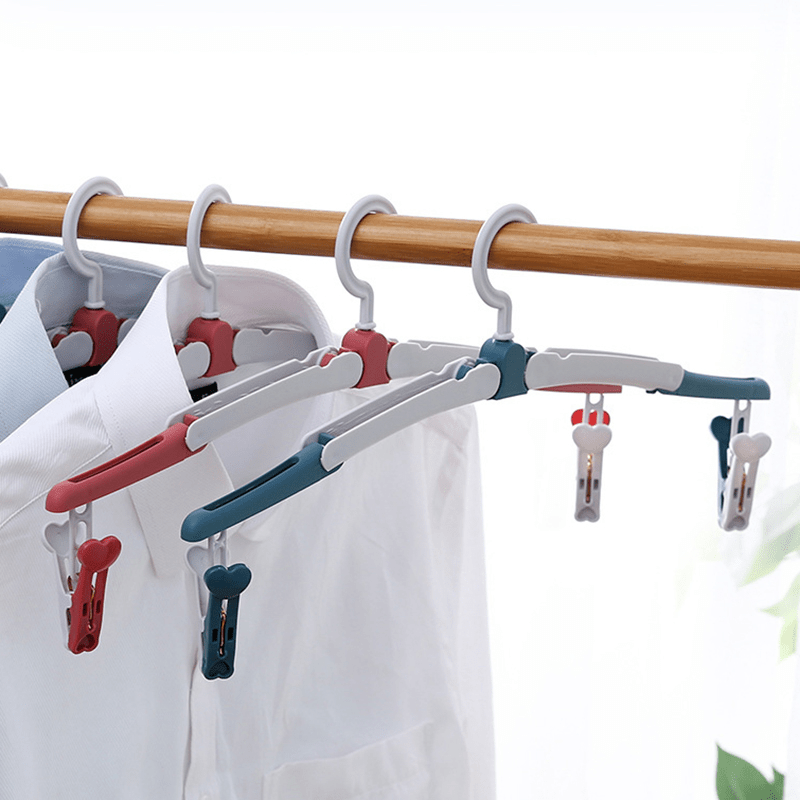 2pcs Portable Folding Clothes Hanger Travel Clothes Hanger Stretch Drying Rack