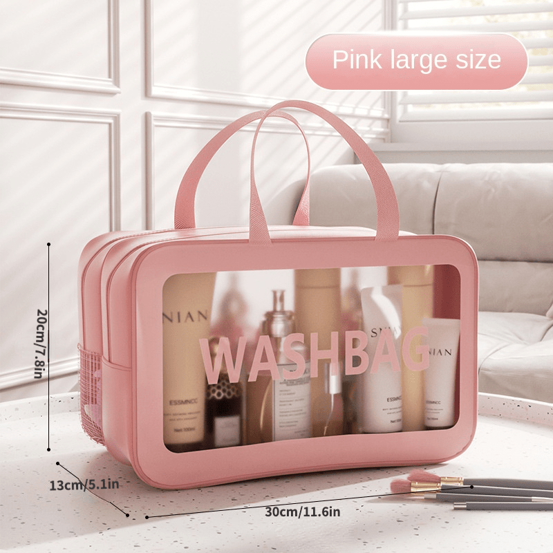2 In 1 Large Clear Travel Toiletry Bag Makeup Cosmetics Skin Care Waterproof