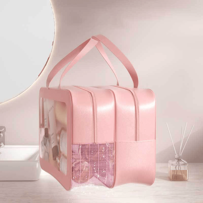 2 In 1 Large Clear Travel Toiletry Bag Makeup Cosmetics Skin Care Waterproof