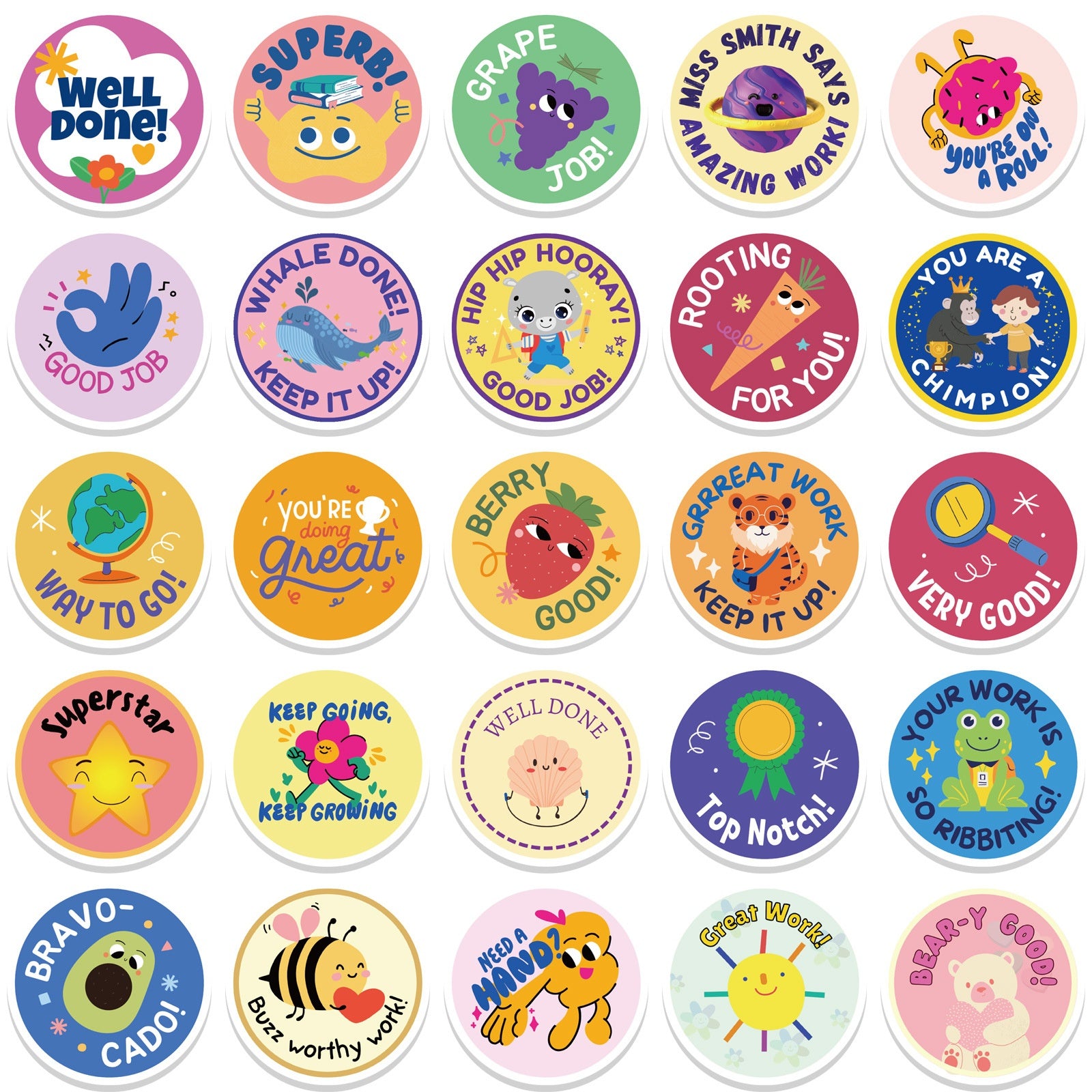 50PCS Reward Stickers For Good Job Vinyl Waterproof Stickers