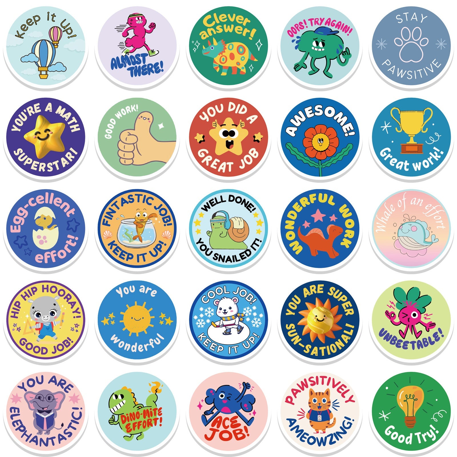 50PCS Reward Stickers For Good Job Vinyl Waterproof Stickers