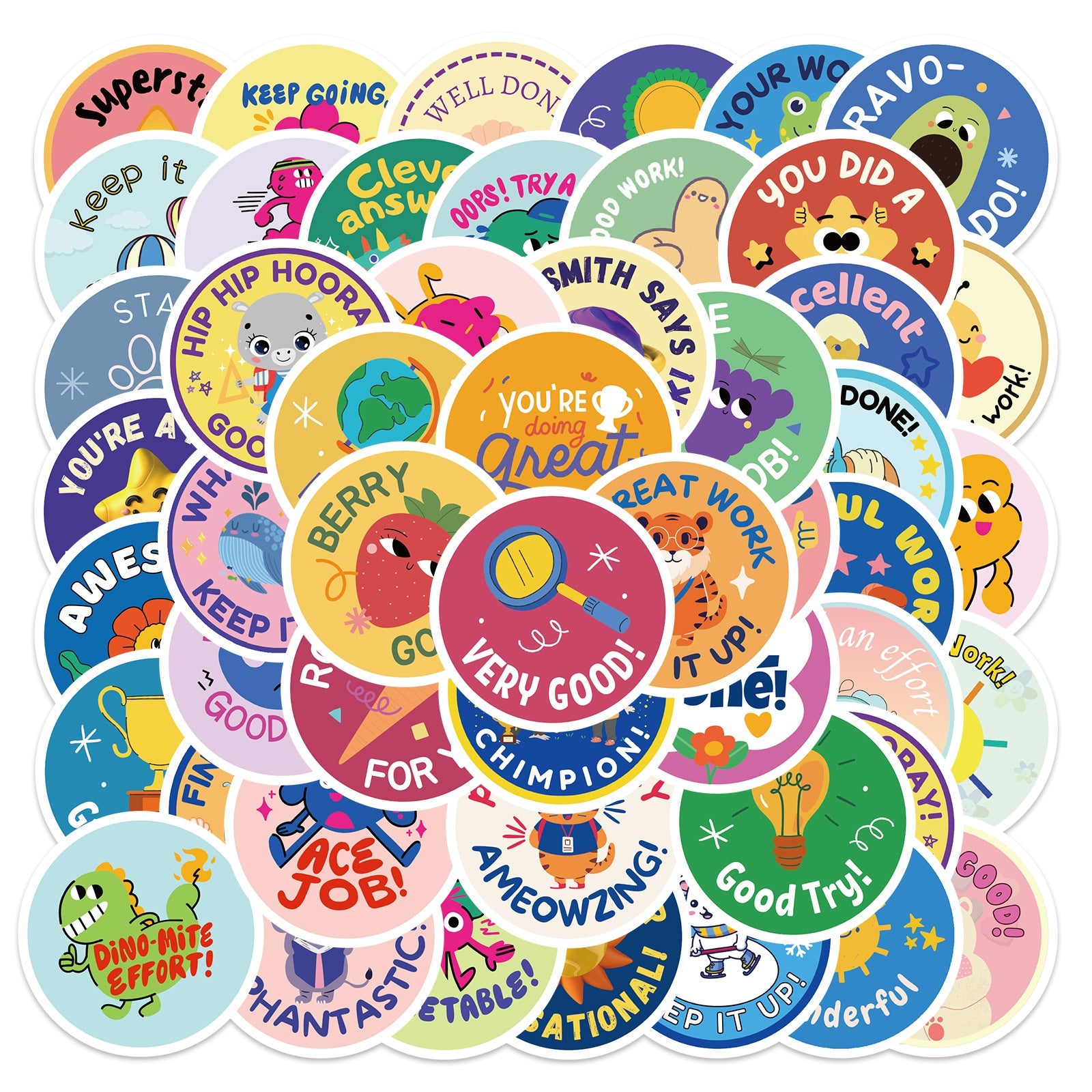 50PCS Reward Stickers For Good Job Vinyl Waterproof Stickers