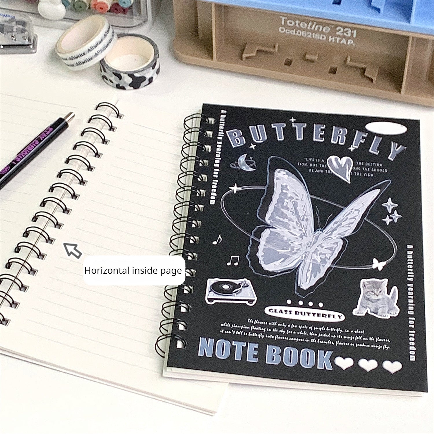 Sleek Spiral Coil Crystal Glass A5 Notebook for Students & Writers