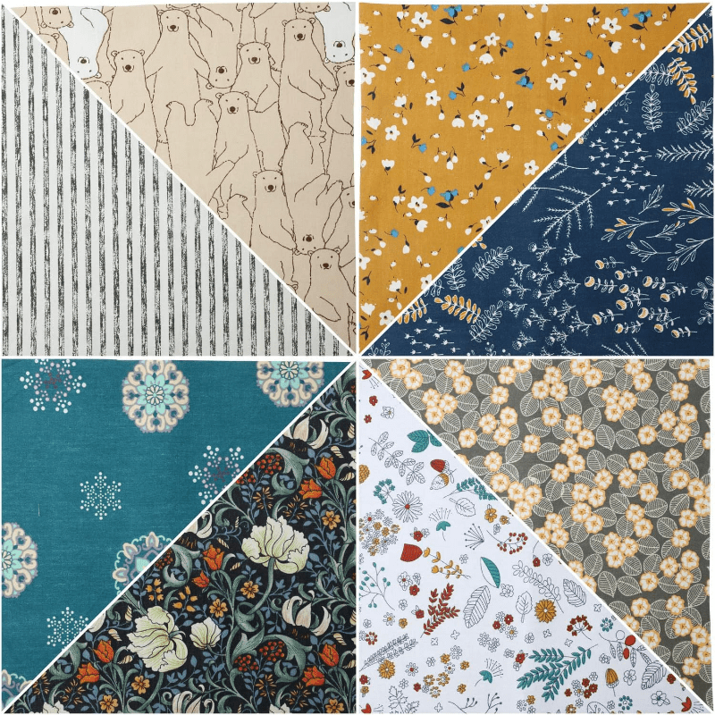 30 Floral Fabric Bundle Squares for Crafts Scrapbook DIY