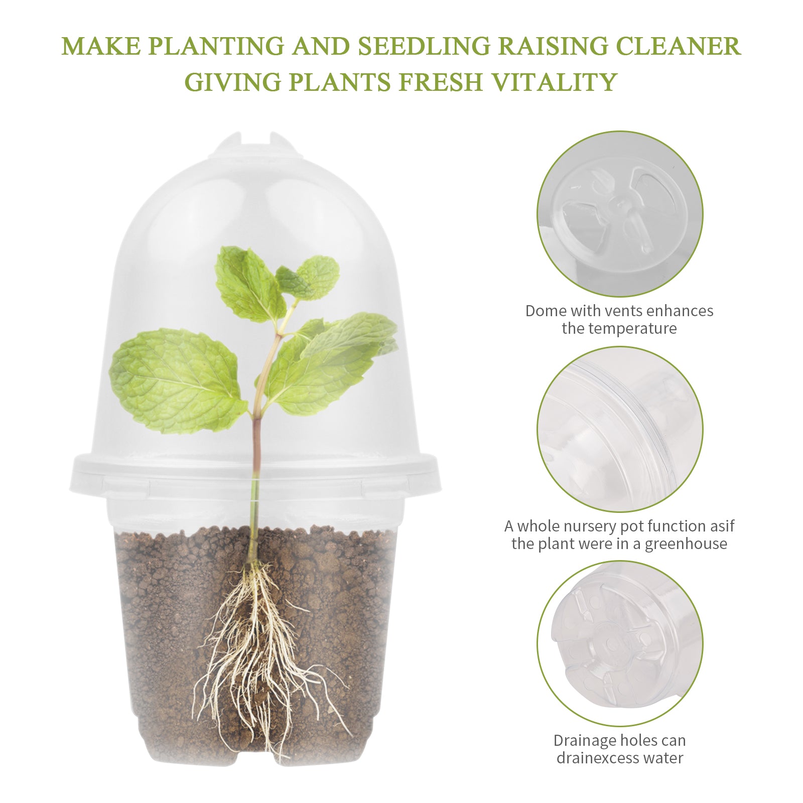 20 Plastic Plant Pots Set for Propagation and Growing