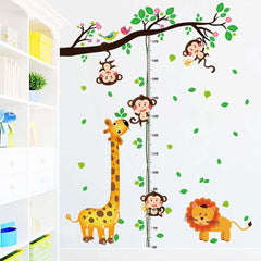 Giraffe & Monkey Height Measurement Wall Stickers for Kid's Rooms